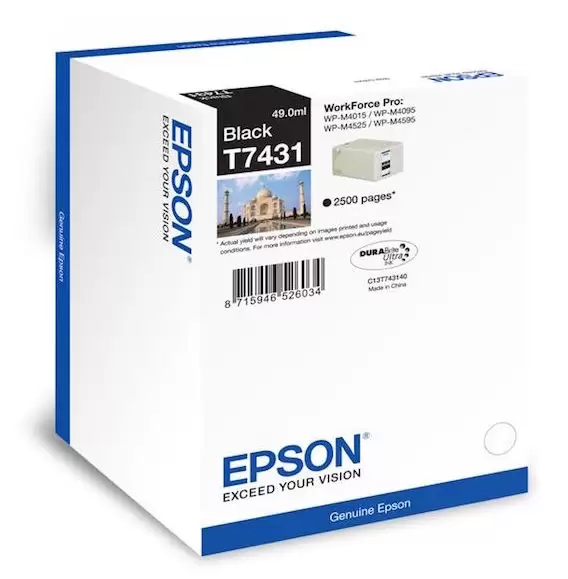 Cartucho Tinta Epson T7431 XL / C13T74314010 Negro Original