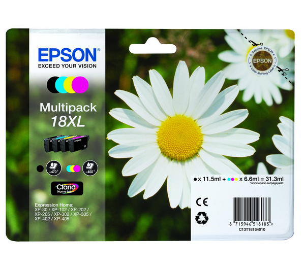 Pack 4 Cartuchos Tinta Epson T1816 / C13T18164010 Originales