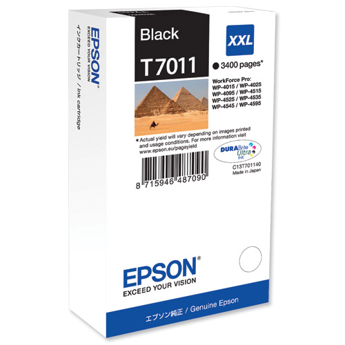 CARTUCHO Tinta EPSON T7011 / C13T70114010 NEGRO ORIGINAL