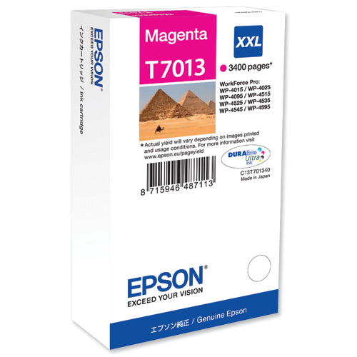 CARTUCHO Tinta EPSON T7013 / C13T70134010 MAGENTA ORIGINAL