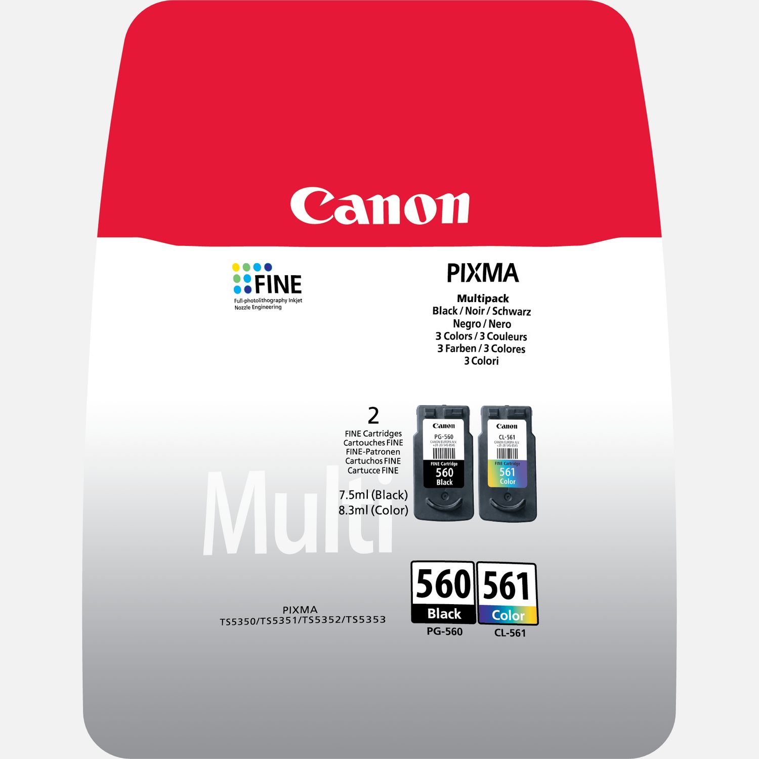 Cartuchos Tinta Canon PG560 Negro + CL561 Tricolor Original