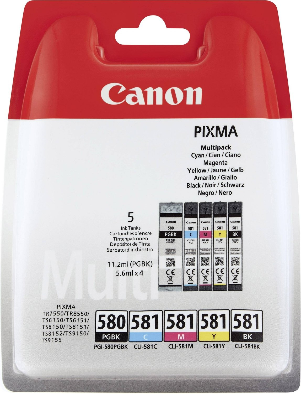 Pack 5 Cartuchos Canon PGI580 CLI581 Originales