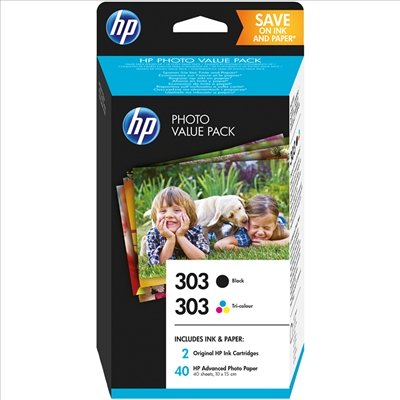 Pack Cartuchos Hp 303 Negro + Tricolor + Papel Original