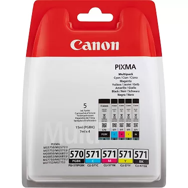 Pack de 5 Cartuchos Tinta Canon PGI570 CLI571 Originales