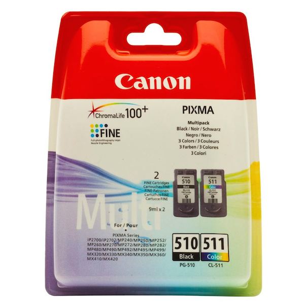 Pack 2 Cartuchos Tinta Canon PG510 CL511 Negro + Color Original