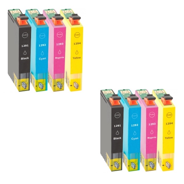 Pack 8 Cartuchos Epson T1291 T1292 T1293 T1294 Compatibles